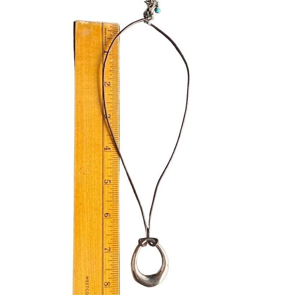 Premier Designs black adjustable cord necklace with silver teardrop pendant! - Picture 5 of 7